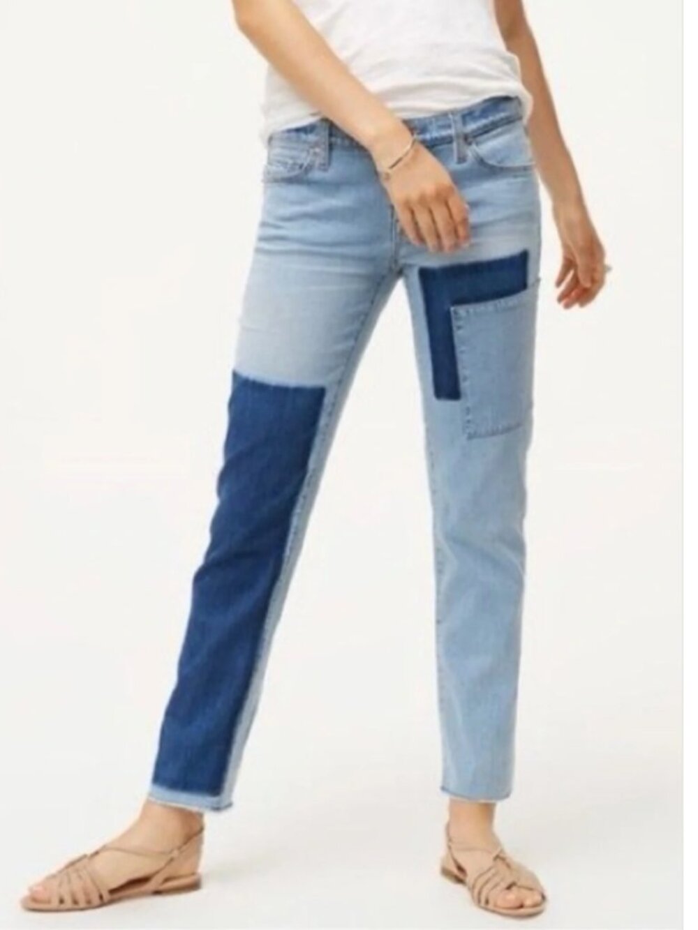 LOFT Light Wash Patchwork Women's Boyfriend Jeans